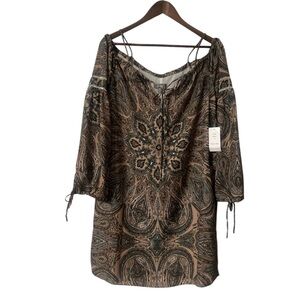 Neiman Marcus Paisley Off Shoulder Boho Dress XS NWT